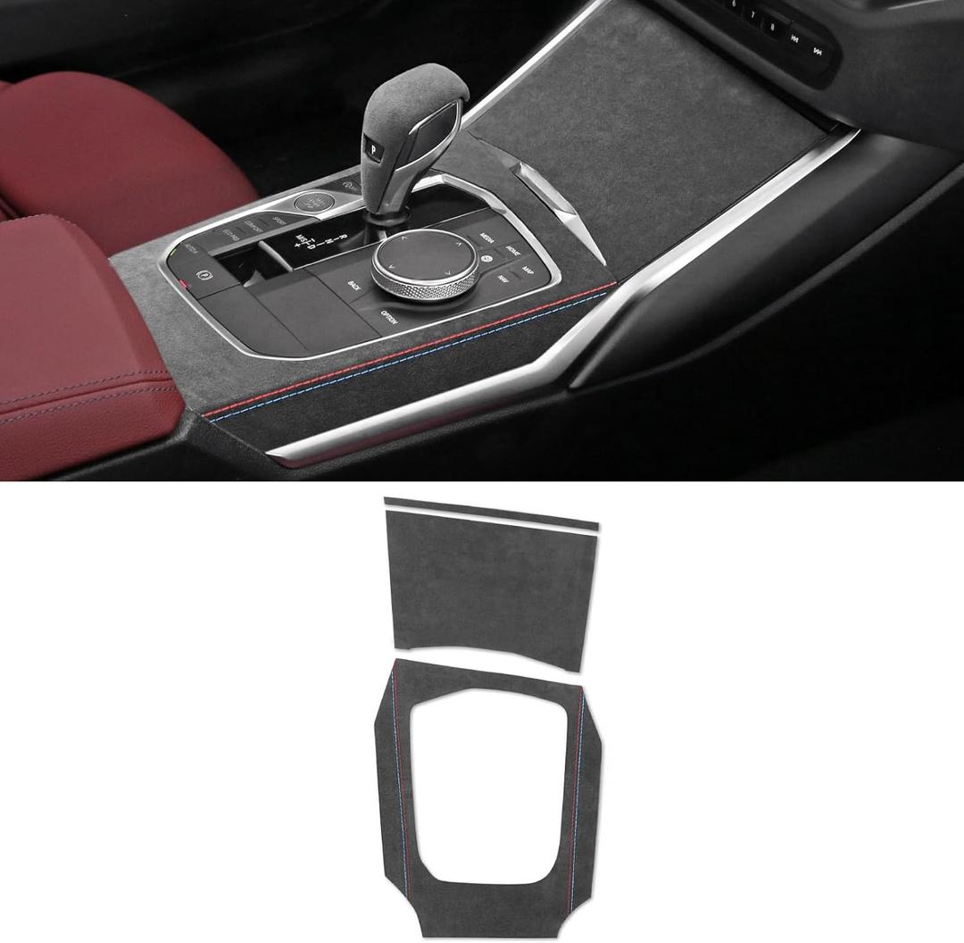 BETTERHUMZ Car Center Console Gear Shift Panel Cover Trim for BMW G20 G28 318i 320i 330i G42 G23 3 4 Series M340i 2020-2023 Moulding Accessories (Suede)