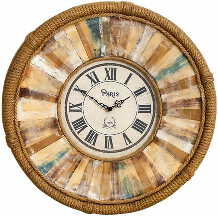 Handcrafted Vintage 24 Inch Wall Clocks,Quartz Silent Non Ticking,Battery Operated,Roman Numeral Style,for Bedroom, Kitchen,Living Room Farmhouse Rustic, Large