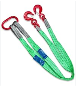 Two Leg Bridle Web Sling 5ft 4409lbs Lifting Slings Straps with G80 Alloy Steel Grab Hooks Polyester Webbing Purple Rigging Straps for Cargo Security Towing and Handling