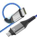 USB C to USB C Cable, Light up iPhone 15 Charger Cord 6ft, 60W/3A LED Type C Fast Charging Cable for iPhone 15 Por Max Plus/MacBook Air/Pro, iPad Pro 12.9/11, for Samsung Galaxy S23/S22 (Blue)