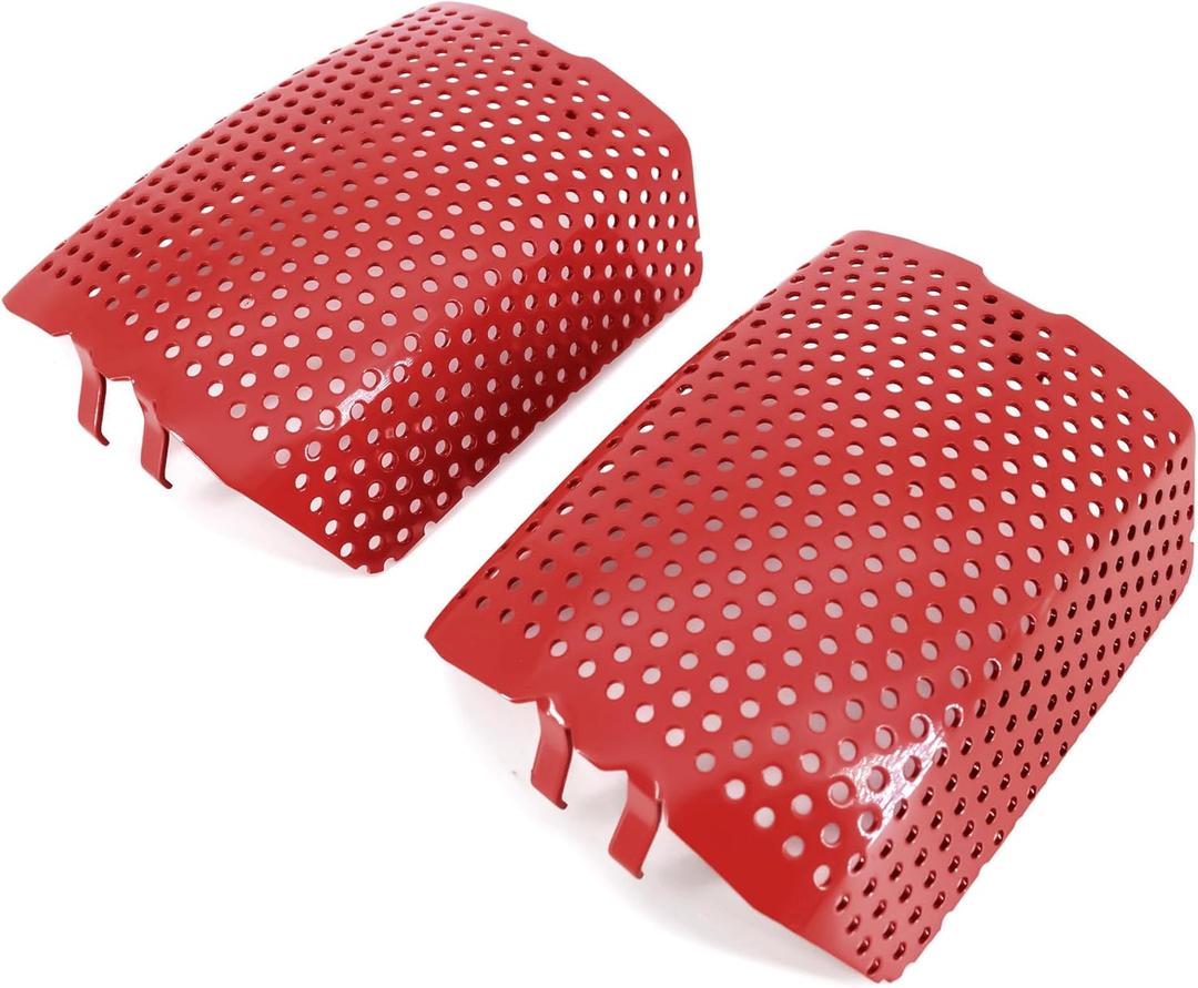 Americruise Motorcycle 1 Pair Chrome Front Caliper Brake Screen Inserted Covers Caliper Guards for Harley Touring Road King Electra Street Glide FLHT FLHX & V-Road Models (Red)