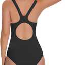 Beautikini Period Swimwear One Piece Racerback Training Bathing Suit Women Period Swimsuits for Teen Girls Ages 11-14 (Small, Black)