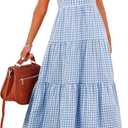 ANRABESS Womens Summer Midi Dresses Casual Striped Plaid Sleeveless Flowy Maxi Dress 2026 Beach Vacation Sundress (Blue, S)