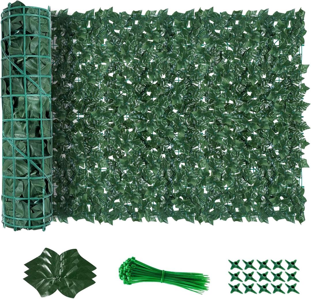 Artificial Ivy Privacy Fence Screen(No Assembly Required), 120"x40" Artificial Hedges Fence, Anti-Ultraviolet Artificial Faux Ivy Hedge for Outdoor, Garden Decor, Sweet Potato Leaves