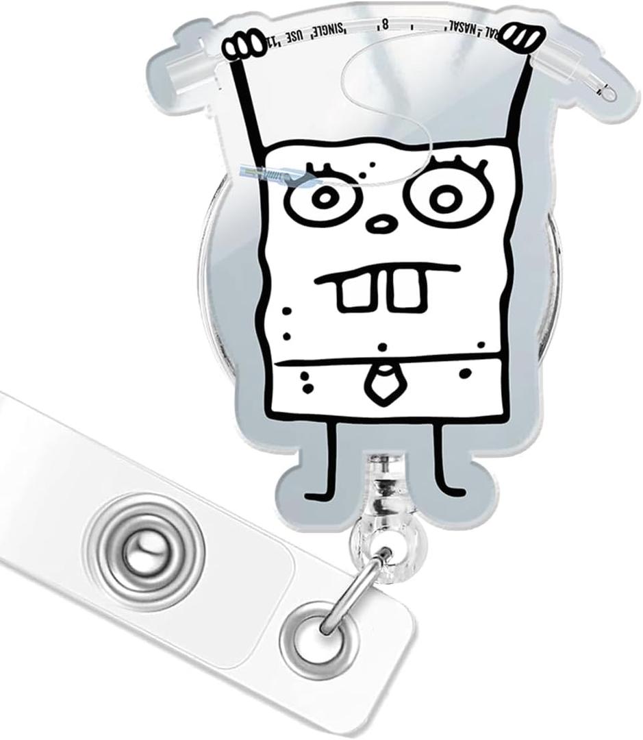 Funny Badge Reel Hospital ID Retractable Holder with Acrylic Clip, Cute Nurse Accessory for RN, MD, Critical Care, ICU, Healthcare (2 Way Foley Catheter)