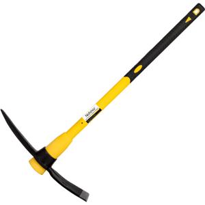 Nohovu Pickaxe with Shock Absorbing Fiberglass Handle, Heavy Duty Forged Steel Pick Axe for Digging, 36 Inches (406Y) (Blade Width: 3.7")