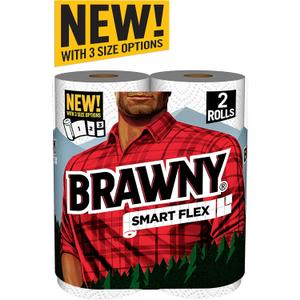 Brawny Smart Flex Paper Towel Rolls, 2 Count (White)