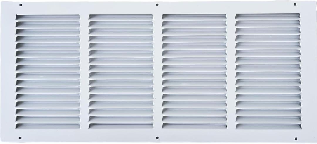 Fits 20x8 Duct Opening Stamped Steel Return Air Grille Vent Cover Grille for Sidewall and Ceiling in White Surface Dimensions: 21.75"W X 9.75"H (20" W x 8" H Duct Opening)