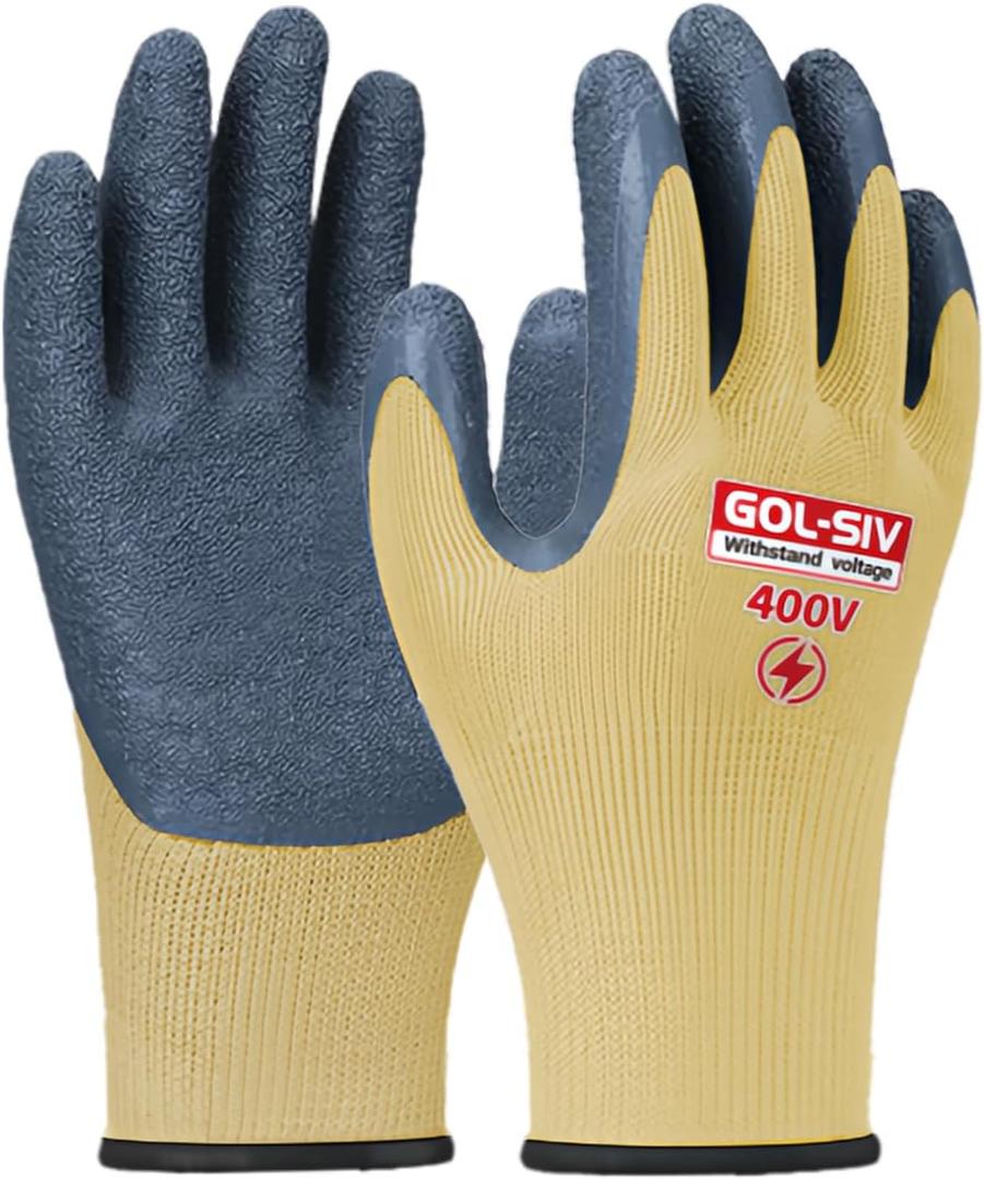 4 x Insulated Electrician Gloves 400V High Voltage Electrical Gloves,Rubber Safety Work Gloves,Non Slip,Non Electric Shock (Large)
