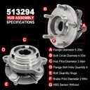 Pair 513294 Front Wheel Bearing Hub Assembly Compatible with Nissan Altima 2007 2008 2009 2010 2011 2012 (Fits 2.5L 4-Cylinder Models Only), for 2013 Altima 2.5L Coupe Only, 5 Lug w/Encoder ABS