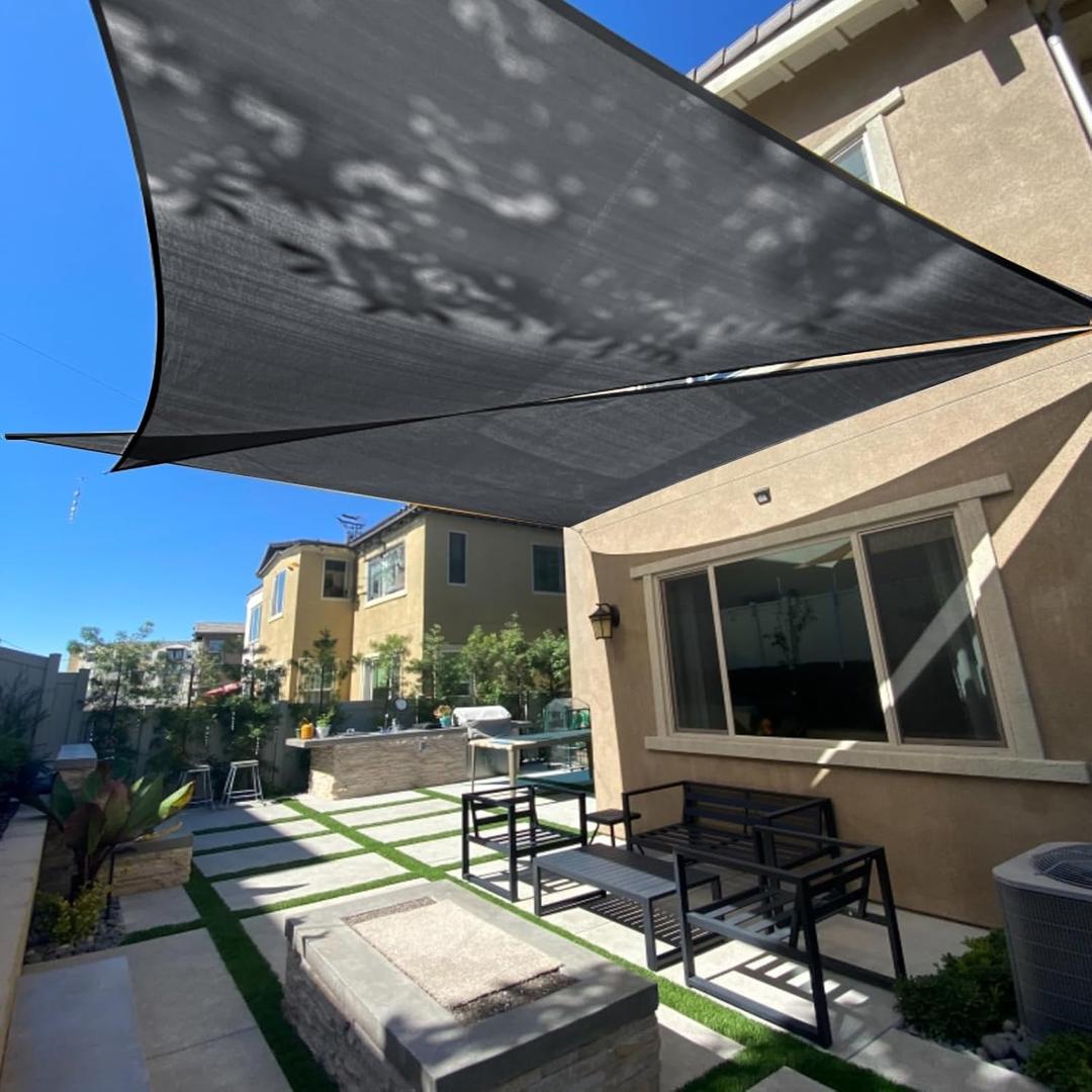 SUNLAX Sun Shade Sail 20' x 20' x 20' Graphite Grey Triangle Canopy Sail Shade Cover UV Block Permeable Sunshade Outdoor for Patio Backyard (We Make Custom Size)