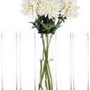 Craft and Party Cylinder Glass Vase, 5 Pack 20" Clear Cylinder Vases, Cylinder vase for Wedding Centerpiece, 4" Diameter Opening.