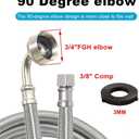 TTFLEX Universal Dishwasher Hose with 90 Degree FGH Elbow, Water Supply Line, Premium Braided Stainless Steel- 6 FT