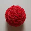 10 Pack 3 inch Artificial Rose Satin Pomander Kissing Balls for Home Wall Wedding Party Ceremony Decoration,Red