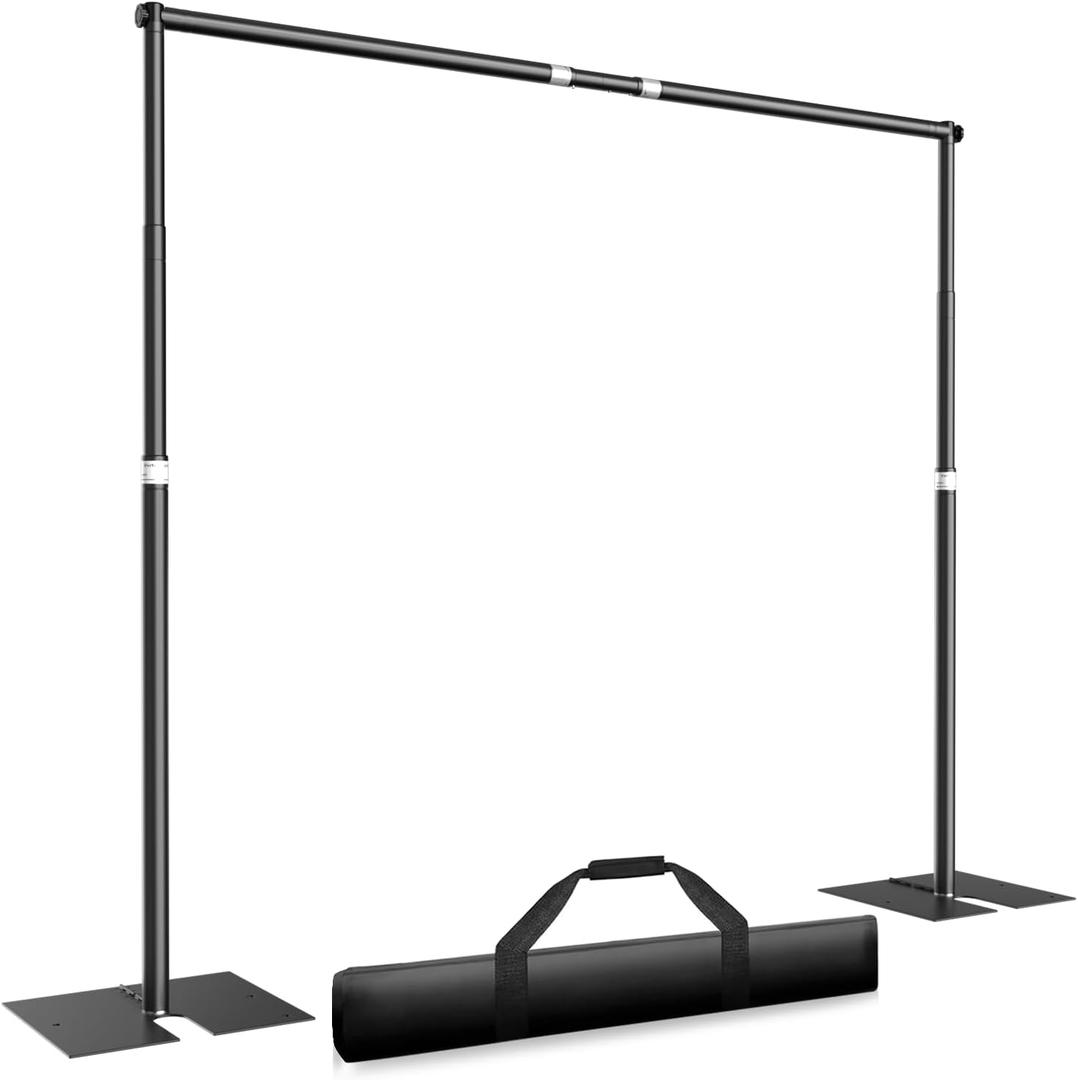 Pipe and Drape Backdrop Stand Kit 10x10ft, Heavy Duty Back Drop Adjustable Stand with Carry Bag, Metal Background Frame for Parties Wedding Birthday Decoration Photography Photo Booth Video (Black)