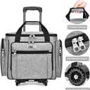 CAB55 Rolling Craft Bag, Tote Bag with Wheels for Women, Rolling Teacher Bag with Removable Folding Hand Truck (Grey), 17 x 12 x 12 inches