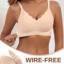 Womens Wireless Bras Push Up Bralette Supportive Everyday Bras Seamless Full Coverage Comfort T-Shirt Bra (Beige, XL)