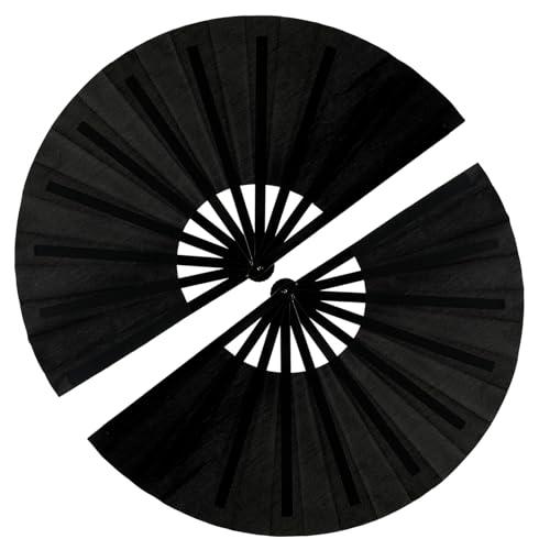 13inch Large Rave Fan Popping Fan Clacking Fans for Line Dancing,Hand Fans for Women Foldable,Boots on The Ground Fan,Portable for Outdoor,Wedding,Party,Decoration(Black,4 Packs)