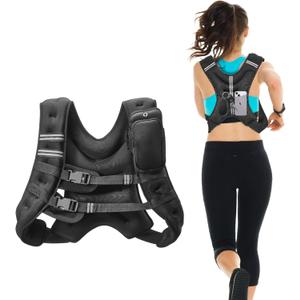 VEVOR Weighted Vest, 12/16/20/30 lbs Weight Vest with Reflective Stripe, Adjustable Buckle Body Weight Vest, Workout Equipment for Strength Training, Running, Jogging, Fitness, and Weight Loss