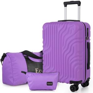 Carry On Luggage Se t 22x14x9 Airline Approved, 3 Piece 20 Inch Lightweight ABS Hardside Suitcases with Spinner Wheels and TSA Lock