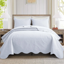 IR Imperial Rooms Queen Quilt Bedding Set Size (90" x 96") + 2 Pillow Shams (20" x 26"+ 2") - 3 Pcs All Season Lightweight Reversible Microfiber Coverlet Floral Embossed Quilt Bedspread (White)