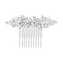 EVER FAITH Wedding Jewelry Side Comb Marquise Crystal Cluster Leaf Bridal Prom Headpiece Hair Accessories for Women Bride Clear Silver-Tone