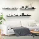 Floating Shelves Set of 2, Long Wall Shelf with Lip, 48in, Black, 47.2 in