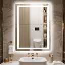 Delma LED Bathroom Mirror with Lights, 32x24 Vanity Mirror for Bathroom Wall, Anti-Fog, Dimmable, Front Lit & Backlit, Memory Function, Shatterproof Tempered Glass, 3 Color Modes(Horizontal/Vertical)