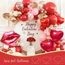 Valentines Day Party Decorations Romantic Red Heart Valentine Balloon Garland Backdrop Kit with Tablecloth Cake Topper Cupcake Toppers Love-Themed Party Supplies for Valentines Celebration