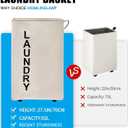 92L Large Laundry Hamper with Leather Handle,Standable Laundry Basket with Wheels ,Large Hamper,Rolling Laundry Basket White (Super Large 27.5", Beige/XXL)