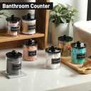 8 Pack Acrylic Qtip Holder Dispenser for Cotton Swabs, Balls, Pads, Floss - Plastic Canister Apothecary Jar Set, Bathroom Essentials Accessories Decor Vanity Makeup Storage Organizer - Clear & Black