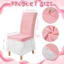 Chumia Pink Dorm Chair Covers Dorm Room Desk Stretch Slipcovers Non Slip Dining Chair Covers with Skirt Removable Washable Seat Protector for College Preppy, Dining Room, Hotel, Ceremony Decoration