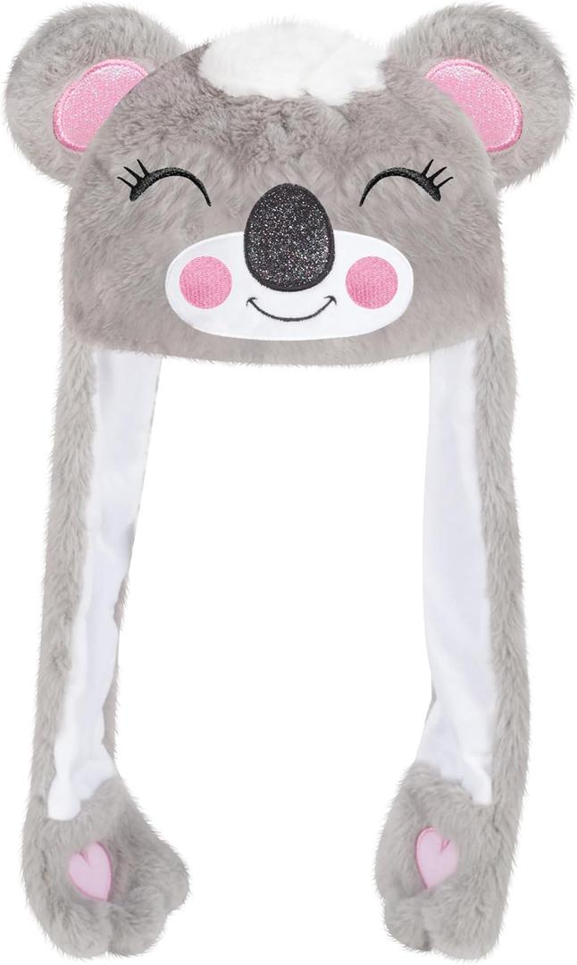 Cute Plush Novelty Animal Hat with Ears Flaps, Soft Plush Hat for Holiday Cosplay Party Dress Up Funny Gift for Kids (Koala)