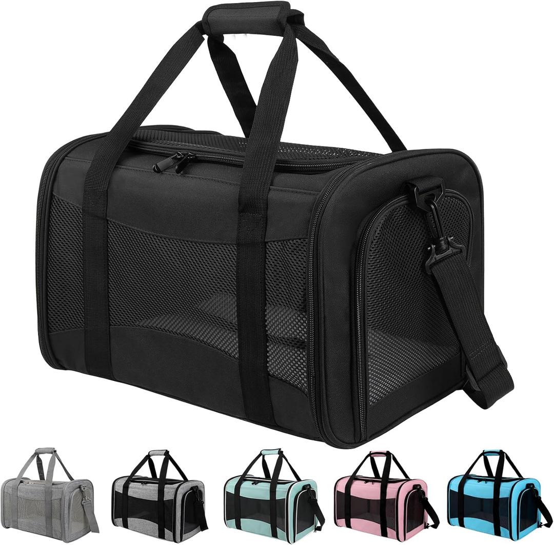 Carriers Soft-Sided Pet Carrier for Medium Large Cats Dogs Under 35Lbs,Breathable Mesh Ventilation Design,Airline Approved Cat Carrying Case(X-Large,Black) (20.0"L x 13.0"W x 13.0"H)