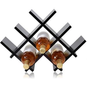 Countertop Wine Rack, Tabletop Wine Holder for 8 Bottle Wine,Auburn Color Mahogany