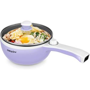 Dezin Hot Pot Electric Upgraded, Non-Stick Sauté Pan, Rapid Noodles Electric Pot, 1.5L Mini Portable Hot Pot for Steak, Egg, Fried Rice, Ramen, Oatmeal, Soup with Power Adjustment