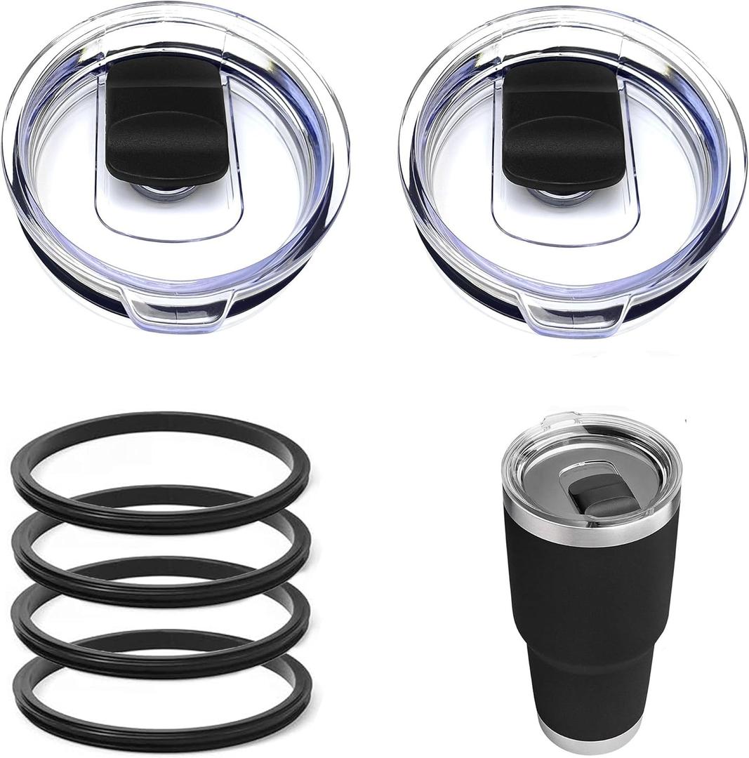 32 oz Replacement Lid for Yeti Lids, Splash Resistant 32 oz Straw Mug, BPA Free with 4 Silicon rubber Gaskets O-Ring (2 Pack)