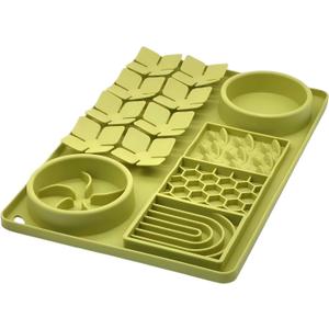 Slow Feeder Bowl, Silicone Lick Mat with Suction Cups for Dog Cat, Snuffle Mat for Pet Smell Training, Puzzle Toys for Bored Puppy, Interactive Sniff Mat for Slow Eating and Keep Busy, Green