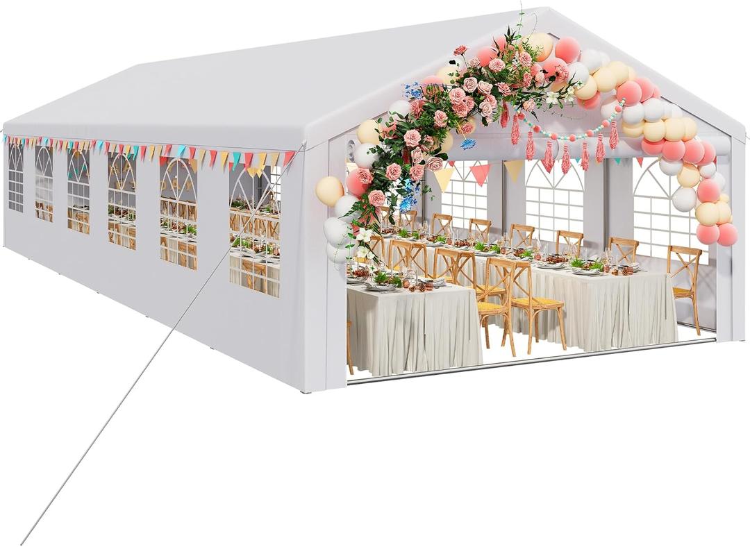 YITAHOME 20x40FT Party Tent Heavy Duty Wedding Tent Event Shelters Outdoor Canopy Upgraded Galvanized Steel Carport with Removable Sidewall Windows for Commercial and Parties (White)