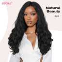 HANNE Yaki Curly V Part Wig U Part Synthetic Half Wigs for Black Women 22 Inch Heat-Resistant Hair Replacement Wig (Natural Black)