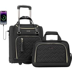Coolife Luggage Carry On Luggage Underseat Luggage Suitcase Softside Wheeled Luggage Lightweight Rolling Travel Bag Underseater (Black, Carry-On 16-Inch)