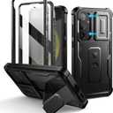 Dexnor for Samsung Galaxy S24 Plus Case with Built-in Slide Camera Cover & Screen Protector & Kickstand, Shockproof Rugged Case Full-Body Bumper Protective Cover for Galaxy S24 Plus (2024),Black