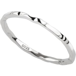 925 Sterling Silver Minimalist Hammered Textured Thin Knuckle Midi Stacking Rings (US Size 11 / Wide 1.5 MM)