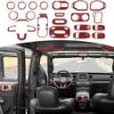 RT-TCZ for Wrangler JL Interior Trim Kit Compatible with Jeep Wrangler JL JLU Gladiator JT 2018-2023 Red Carbon Fiber Interior Accessories 23pcs