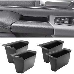 TTCR-II for Ram 1500 Door Side Organizer Tray 2019 2020 2021 2022 2023 2024 2025 2026, for Ram 1500 Door Pocket Insert 4 Pcs with White-Lines Mats (Does not fit 2500 3500)