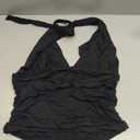 LCNBA Women's Sexy Backless Tie Up Halter Crop Top Deep V Neck Going Out Tops (Black, L)