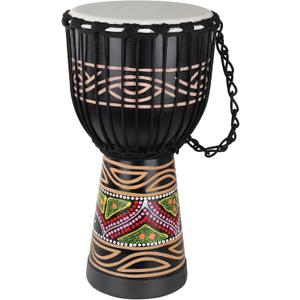 Djembe Drum for Adults,African Drum 10'' x 20'' Mahogany Goatskin Drumhead Hand Drums for Beginners (Black)