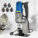 1800W Electric Hydraulic Hole Puncher, Hydraulic Punching Tool for Angle Steel, Channel Steel and Metal Plates, Includes 5 Dies for Iron, Copper and Aluminum, Industrial Metal Punching Machine