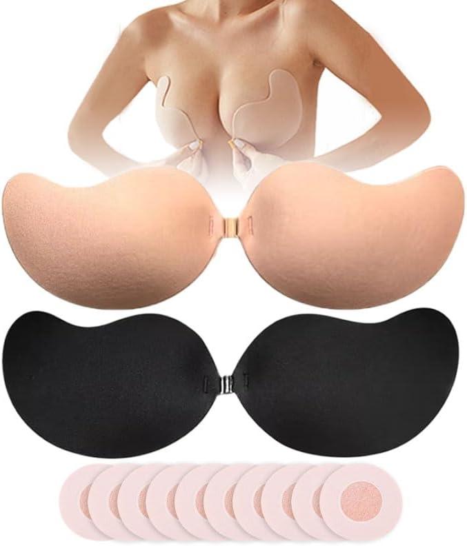2 PCS Strapless Adhesive Bra Invisible Push Up Sticky Bra Self Adhesive Bra for Women (Nude)
