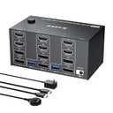 Quad Monitor KVM Switch 4 Monitors 2 Computers 4K120Hz/8K@30Hz,USB 3.0 KVM Switch Quad Monitor for 2 PC Share 4 Monitors and Keyboard and Mouse,with Wired Remote and USB Cables,Input 2 HD+2 DP Port (Black, Black)
